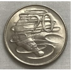 AUSTRALIA 1966 . TWENTY 20 CENTS COIN . FIRST PORTRAIT . PLATYPUS